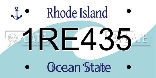 1RE435 Rhode Island License Plate