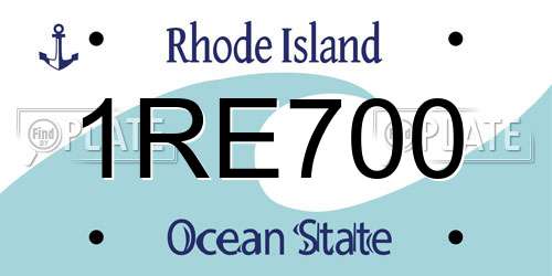 1RE700 Rhode Island License Plate