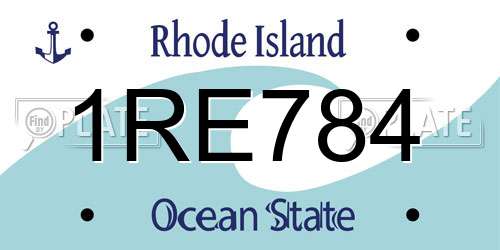 1RE784 Rhode Island License Plate