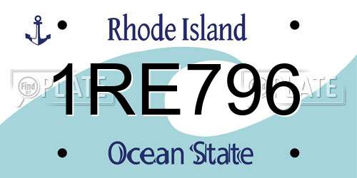 1RE796 Rhode Island License Plate