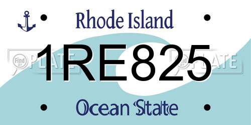 1RE825 Rhode Island License Plate
