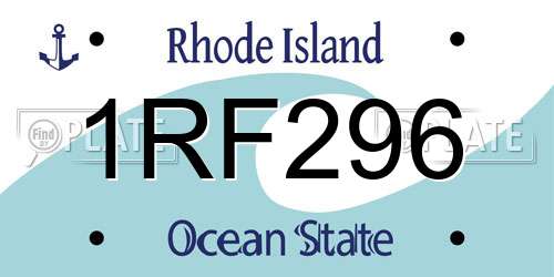 1RF296 Rhode Island License Plate