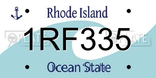 1RF335 Rhode Island License Plate