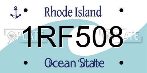 1RF508 Rhode Island License Plate