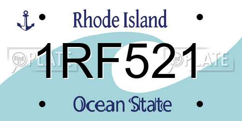 1RF521 Rhode Island License Plate