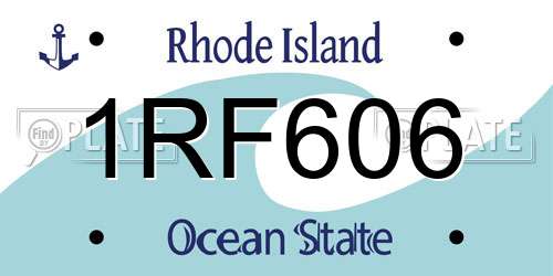 1RF606 Rhode Island License Plate