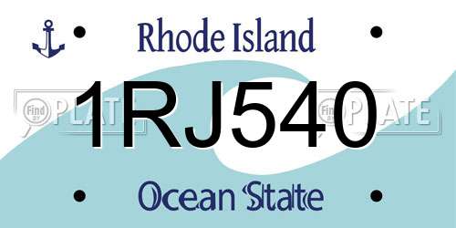 1RJ540 Rhode Island License Plate