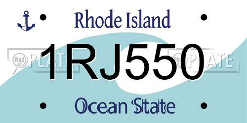 1RJ550 Rhode Island License Plate