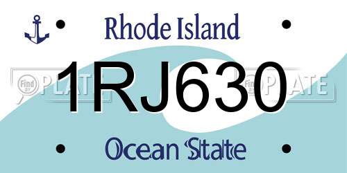 1RJ630 Rhode Island License Plate