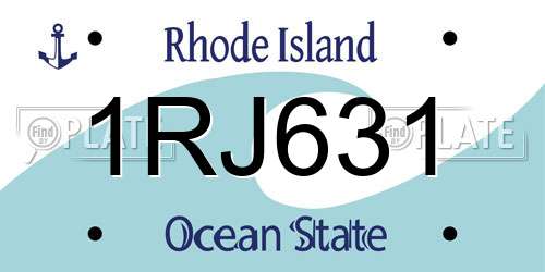 1RJ631 Rhode Island License Plate