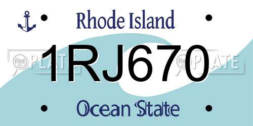 1RJ670 Rhode Island License Plate