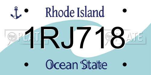 1RJ718 Rhode Island License Plate