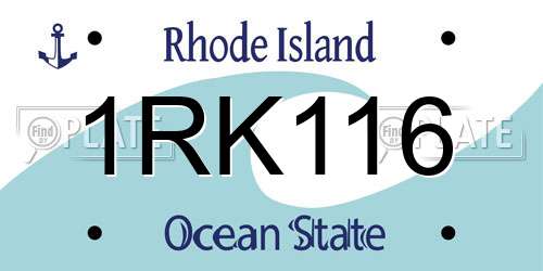 1RK116 Rhode Island License Plate