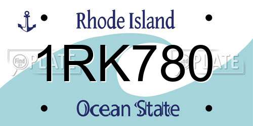 1RK780 Rhode Island License Plate