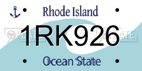 1RK926 Rhode Island License Plate