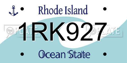 1RK927 Rhode Island License Plate
