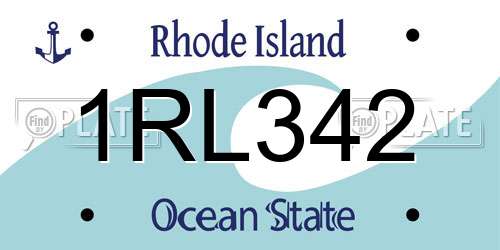 1RL342 Rhode Island License Plate