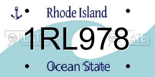 1RL978 Rhode Island License Plate