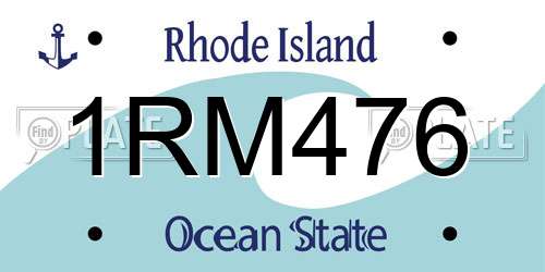 1RM476 Rhode Island License Plate