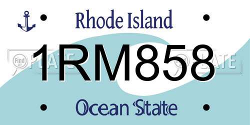 1RM858 Rhode Island License Plate
