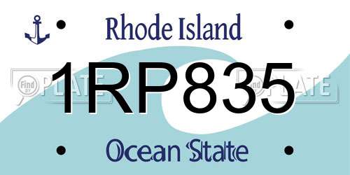 1RP835 Rhode Island License Plate