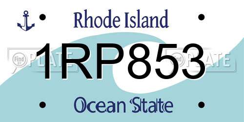 1RP853 Rhode Island License Plate