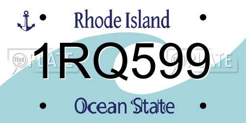 1RQ599 Rhode Island License Plate
