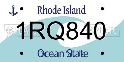 1RQ840 Rhode Island License Plate