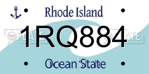 1RQ884 Rhode Island License Plate