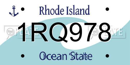 1RQ978 Rhode Island License Plate