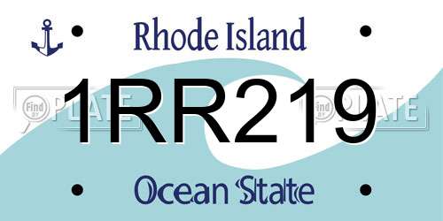 1RR219 Rhode Island License Plate