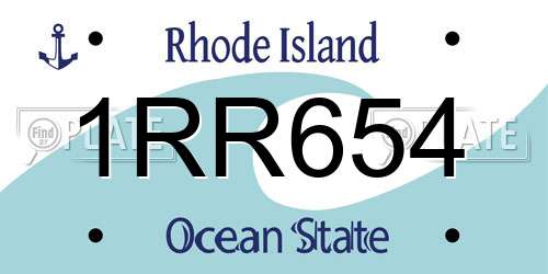 1RR654 Rhode Island License Plate