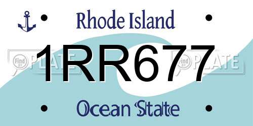 1RR677 Rhode Island License Plate