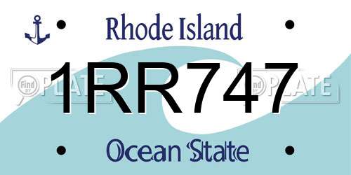 1RR747 Rhode Island License Plate