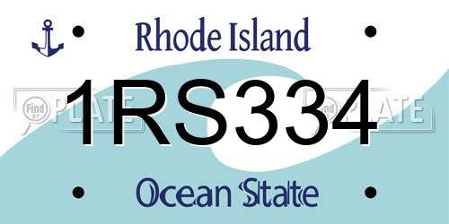 1RS334 Rhode Island License Plate