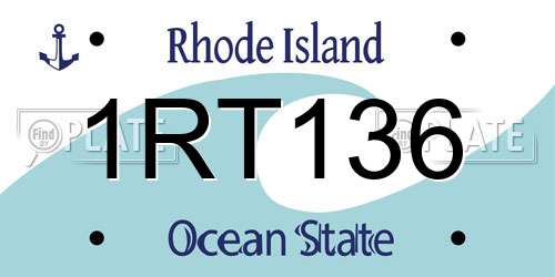1RT136 Rhode Island License Plate
