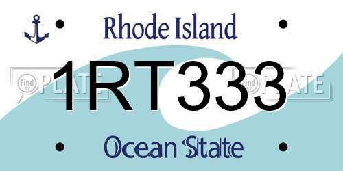 1RT333 Rhode Island License Plate