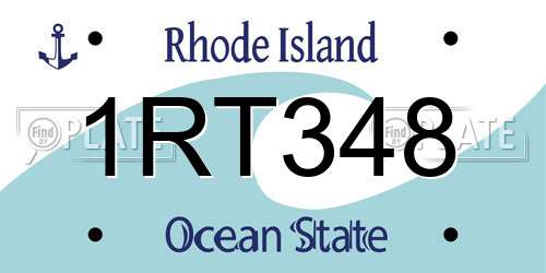 1RT348 Rhode Island License Plate