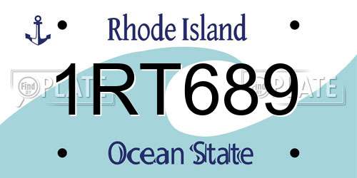 1RT689 Rhode Island License Plate