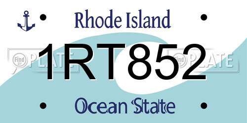 1RT852 Rhode Island License Plate