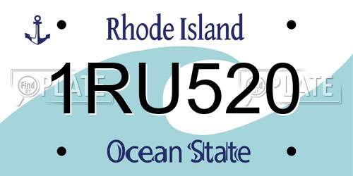 1RU520 Rhode Island License Plate