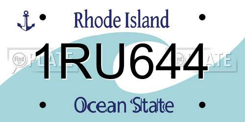 1RU644 Rhode Island License Plate