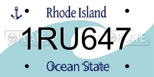 1RU647 Rhode Island License Plate