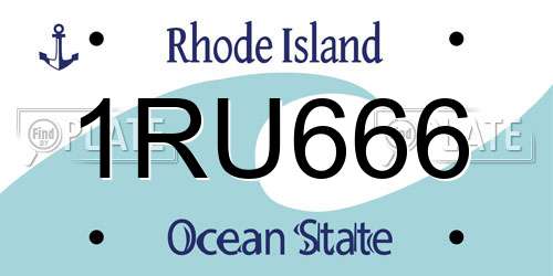 1RU666 Rhode Island License Plate