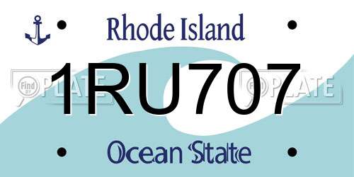 1RU707 Rhode Island License Plate