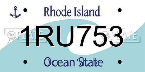 1RU753 Rhode Island License Plate