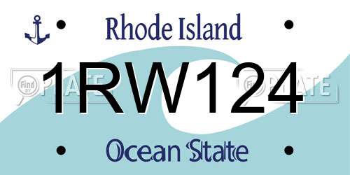 1RW124 Rhode Island License Plate