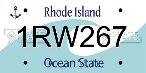 1RW267 Rhode Island License Plate
