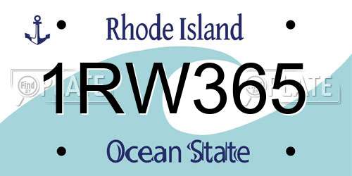 1RW365 Rhode Island License Plate