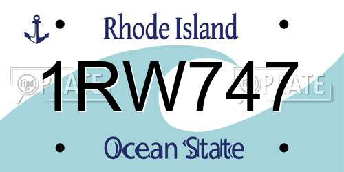 1RW747 Rhode Island License Plate